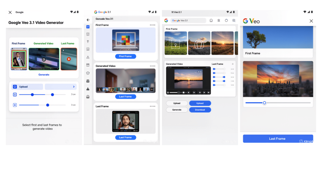 best ai tool to turn image into video Google Veo interface demonstrating first and last frame generation. 